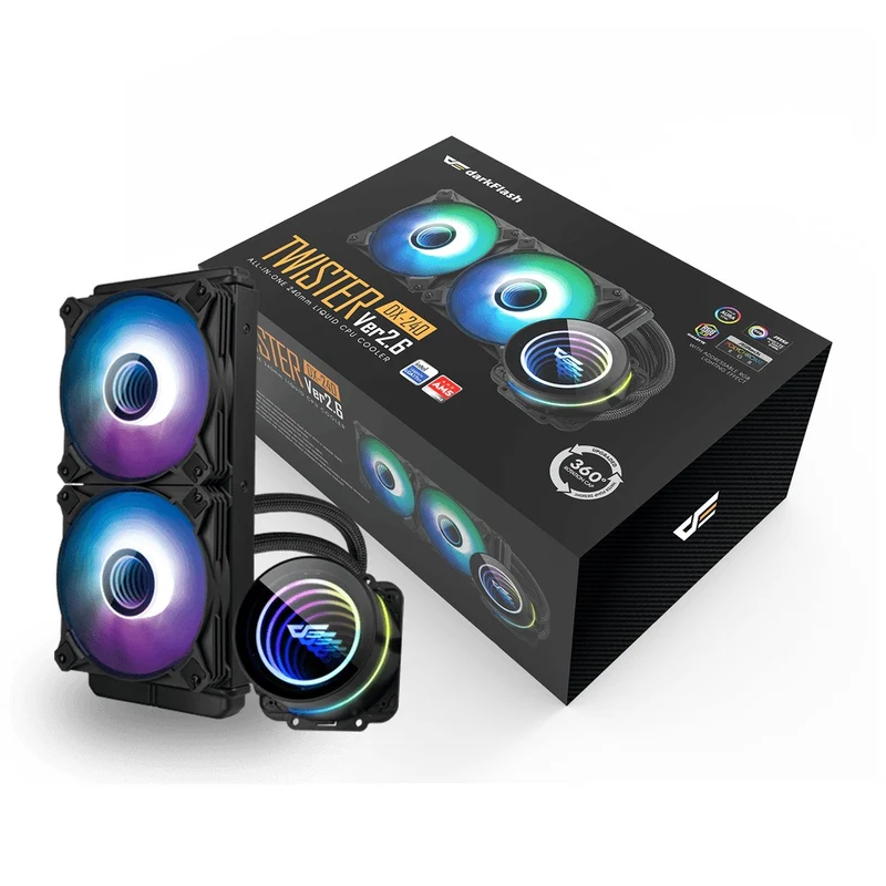 Darkflash Twister DX-240 ARGB All-In-One 240MM Liquid CPU Cooler (Black, White)