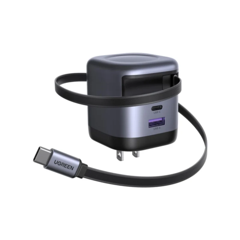 Ugreen Nexode Pro 45W 1xUSB-C + 1xUSB-A GaN Fast Charger with Type-C Retractable Cable (X614/65821)