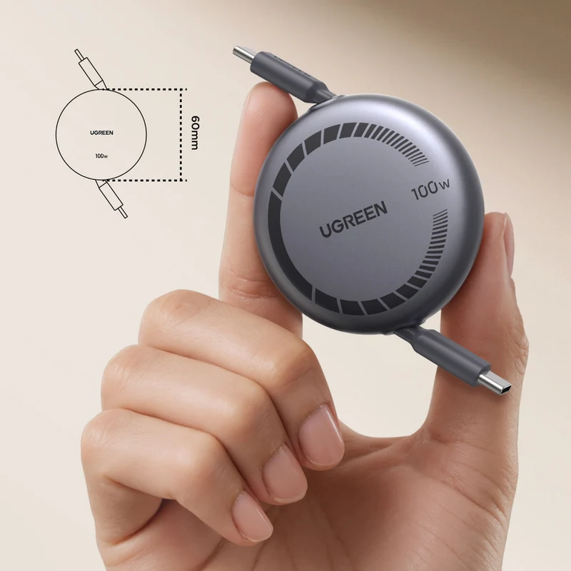 Ugreen Nexode USB-C to USB-C 100W PD Fast Charging Retractable Cable - 1m (L531/65905)