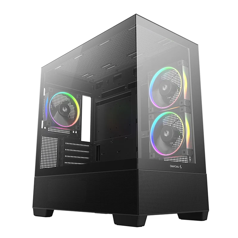 DeepCool CG380 3F Panoramic Dual Tempered Glass MATX Case (Black, White)