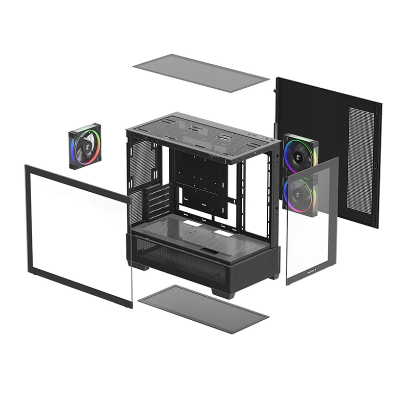 DeepCool CG380 3F Panoramic Dual Tempered Glass MATX Case (Black, White)