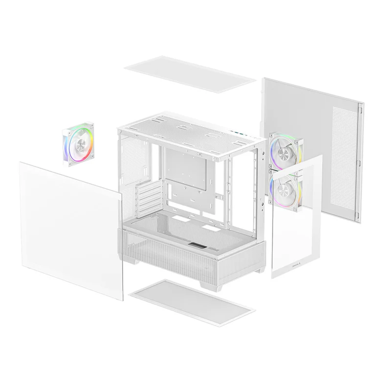 DeepCool CG380 3F Panoramic Dual Tempered Glass MATX Case (Black, White)