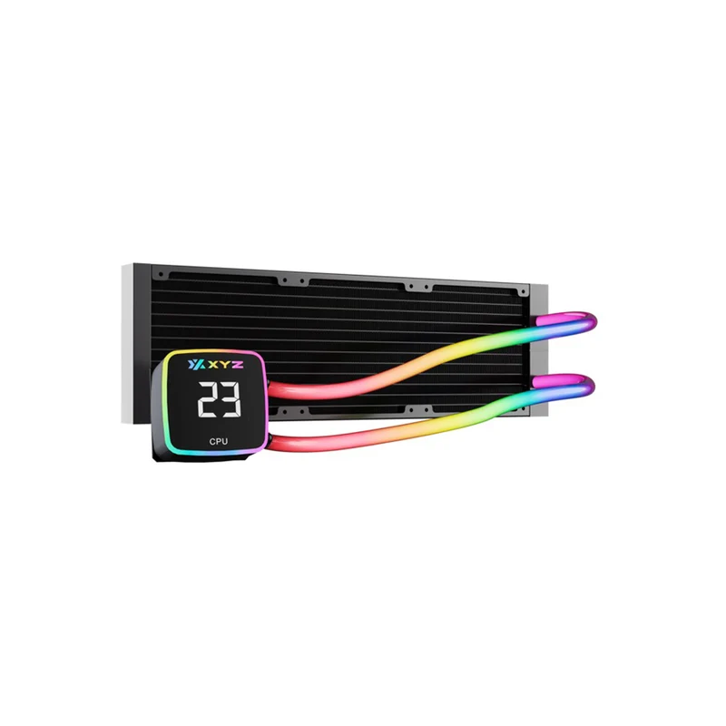 XYZ AquaPulse Fusion 360 AIO ARGB Liquid Cooler with Temperature Display (Black) (X-WC-AQUA-FU-360B) (XYZ-SA-846)