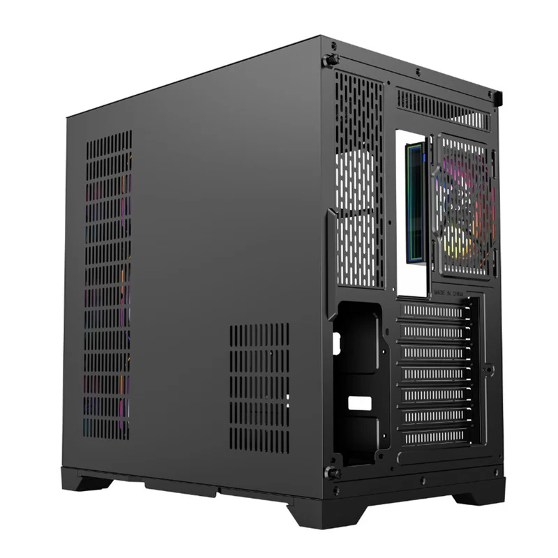 XYZ Neutron ATX 2D Glass Panoramic Tempered Glass PC Case with 4 Pre-Installed 120mm AURAX ARGB Fans & 8.8" (1920x480) LCD Screen (Black, White)