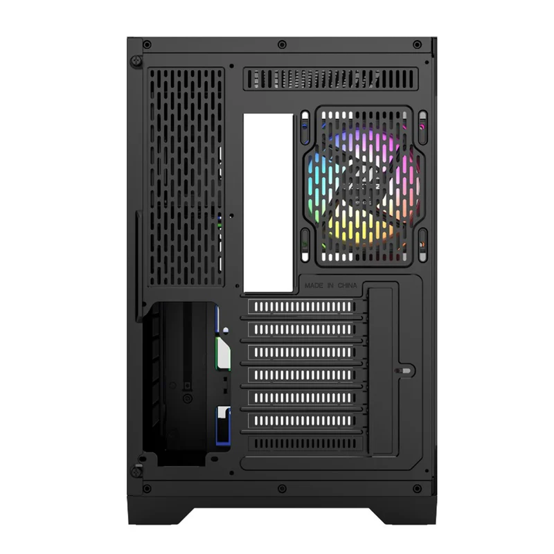 XYZ Neutron ATX 2D Glass Panoramic Tempered Glass PC Case with 4 Pre-Installed 120mm AURAX ARGB Fans & 8.8" (1920x480) LCD Screen (Black, White)