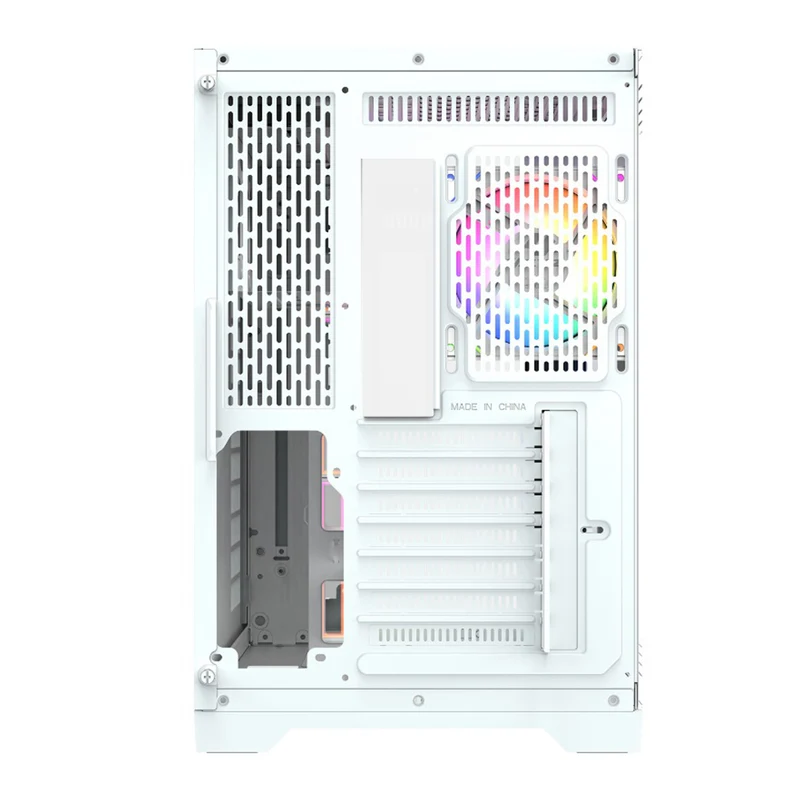 XYZ Neutron ATX 2D Glass Panoramic Tempered Glass PC Case with 4 Pre-Installed 120mm AURAX ARGB Fans & 8.8" (1920x480) LCD Screen (Black, White)