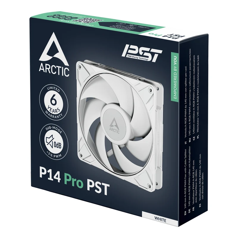 Arctic P14 Pro PST 140 mm PWM Single Fan with Cable Splitter (White) (ACFAN00317A)