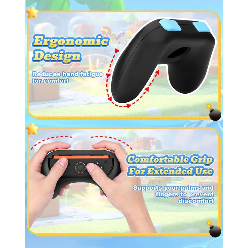 OIVO Controller Grip for Nintendo Switch 2 (IV-SW339) (Black, Blue/Orange)