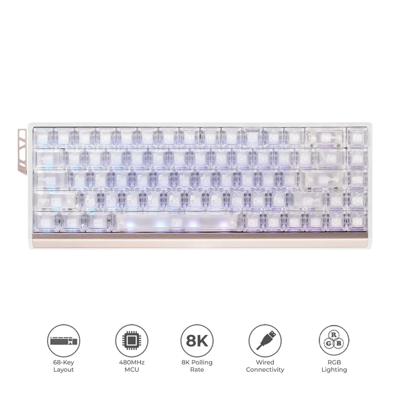 ATK 68 RX RGB Wired 68-Keys Gasket-Mounted Hot-Swappable Mechanical Keyboard (White) (Magnetic Switch)