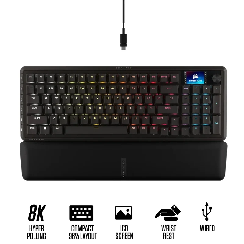 Corsair Vanguard Pro 96 Hall Effect Mechanical Gaming Keyboard with MGX Hyperdrive Magnetic Switches (Black) (CH-91E911G-NA)