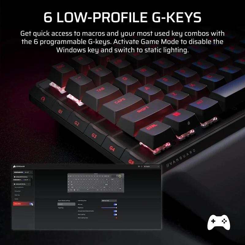 Corsair Vanguard Pro 96 Hall Effect Mechanical Gaming Keyboard with MGX Hyperdrive Magnetic Switches (Black) (CH-91E911G-NA)