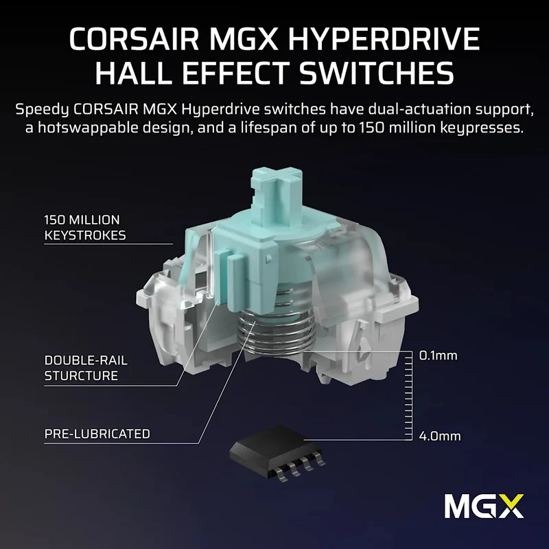 Corsair Vanguard Pro 96 Hall Effect Mechanical Gaming Keyboard with MGX Hyperdrive Magnetic Switches (Black) (CH-91E911G-NA)