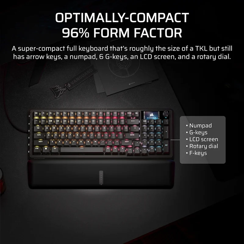 Corsair Vanguard Pro 96 Hall Effect Mechanical Gaming Keyboard with MGX Hyperdrive Magnetic Switches (Black) (CH-91E911G-NA)