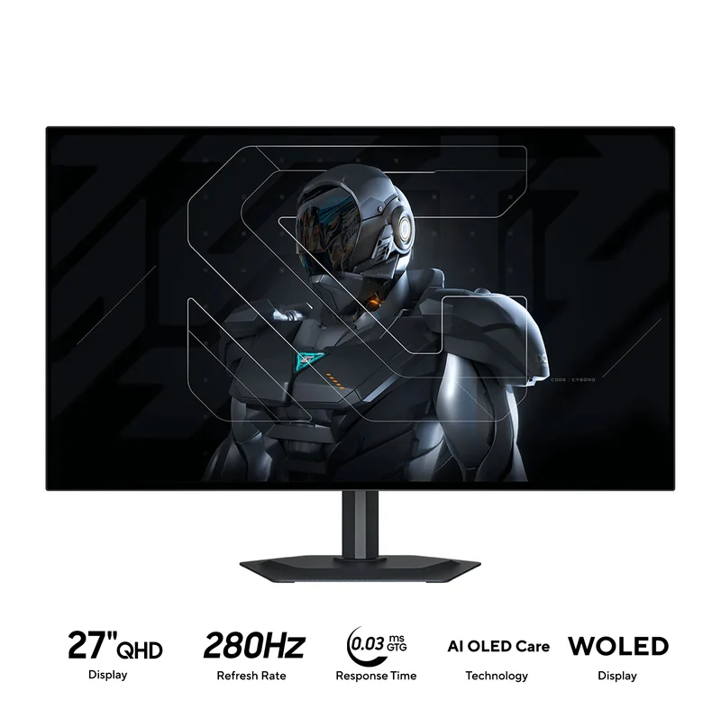 Gigabyte MO27Q28G OLED 27" QHD (2560x1440) 280Hz 0.03ms GTG WOLED Gaming Monitor with Tilt, Height, Pivot & Swivel Adjustment