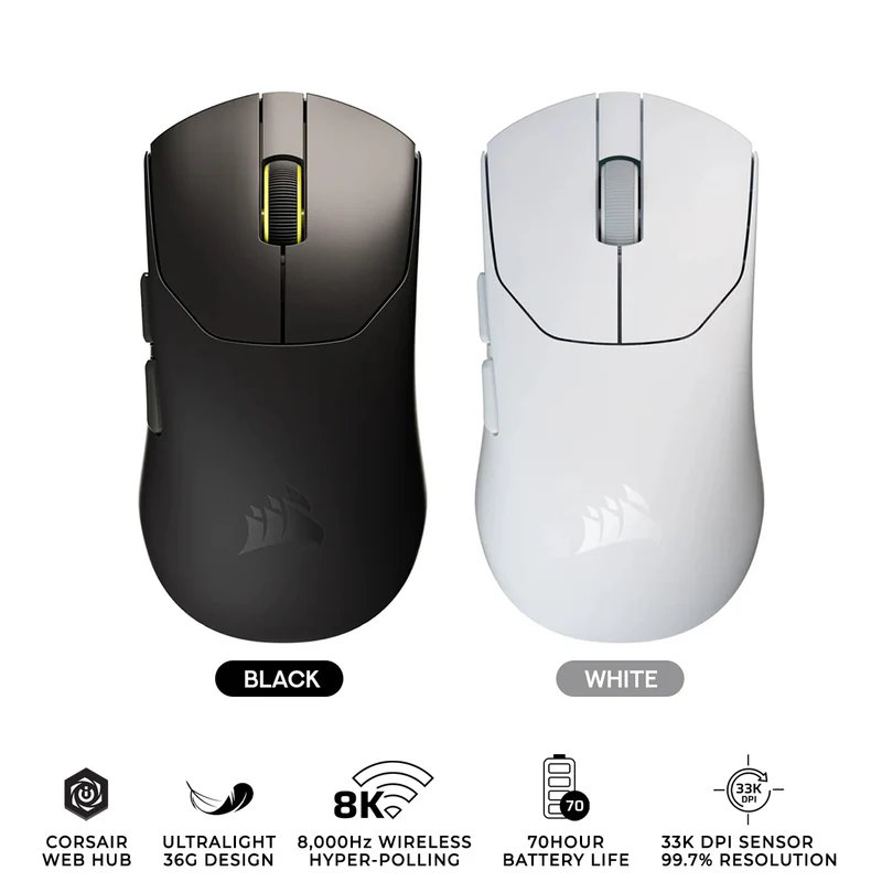 Corsair Sabre V2 Pro Ultralight Wireless Gaming Mouse (Black, White)