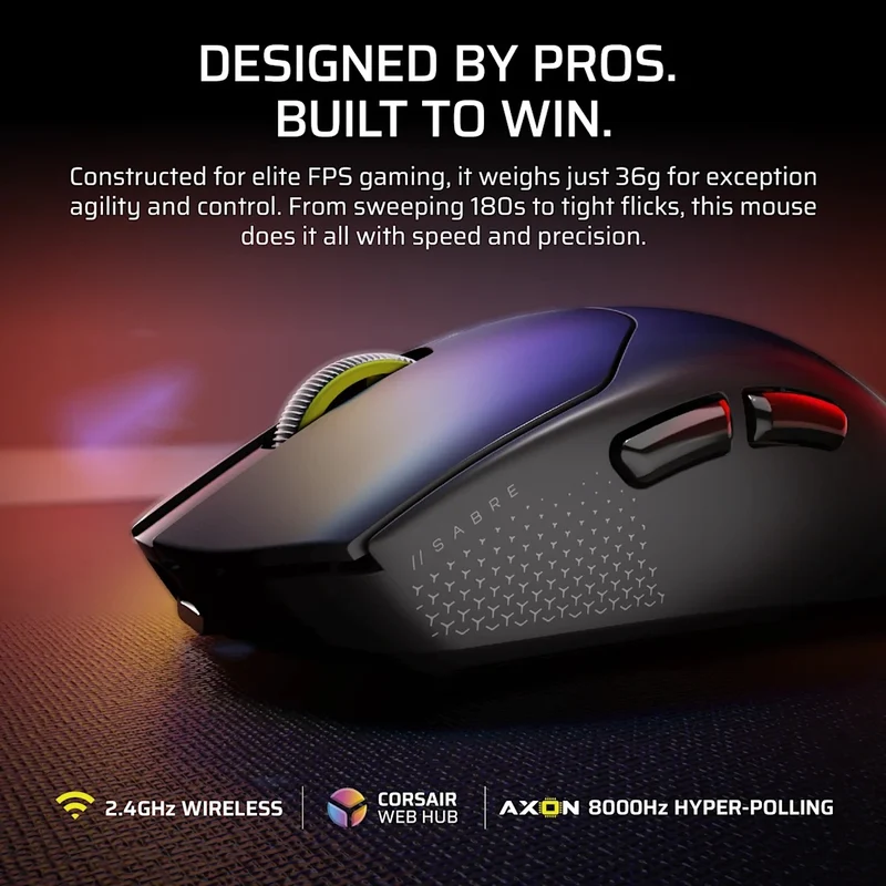 Corsair Sabre V2 Pro Ultralight Wireless Gaming Mouse (Black, White)
