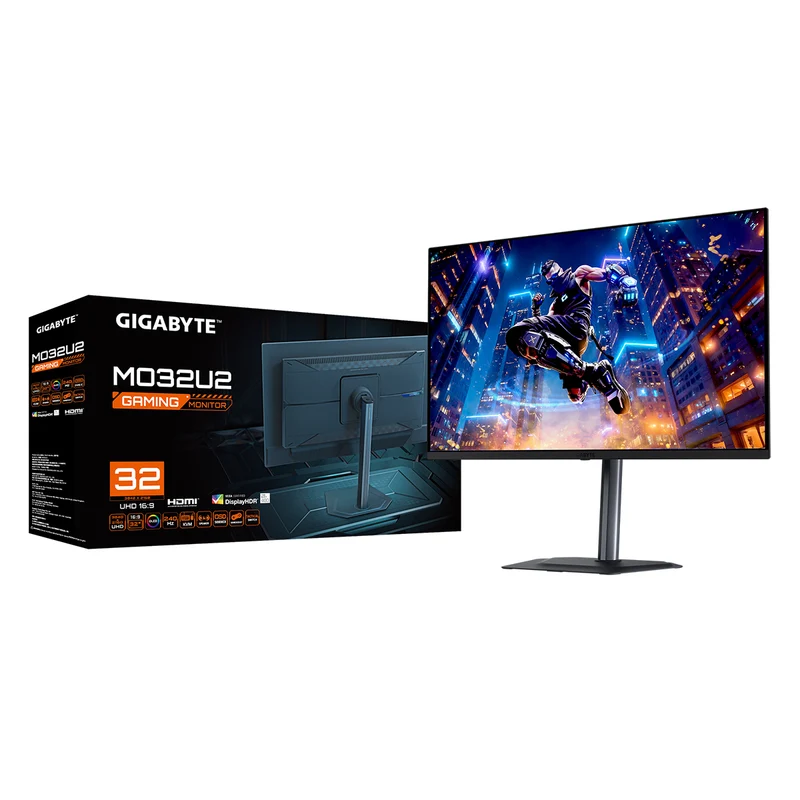 Gigabyte MO32U2 OLED 31.5" UHD (3840x2160) 240Hz 0.03ms GTG QD-OLED Gaming Monitor with Tilt, Height, Pivot & Swivel Adjustment