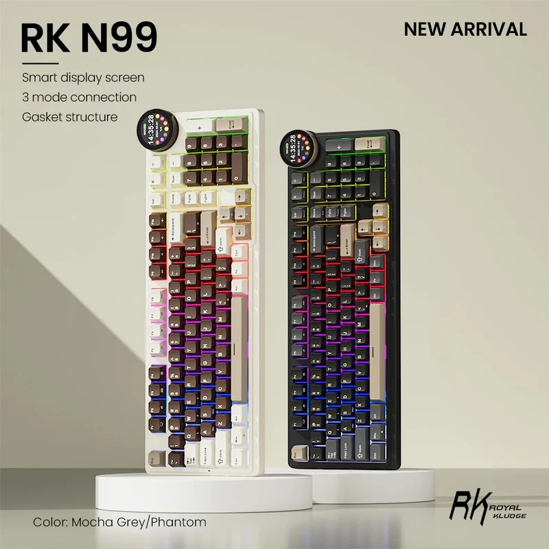 Royal Kludge RK-N99 Tri-Mode RGB 98 Keys Hot Swappable Mechanical Keyboard Palm Green (Beige, Cream, Violet Switch)