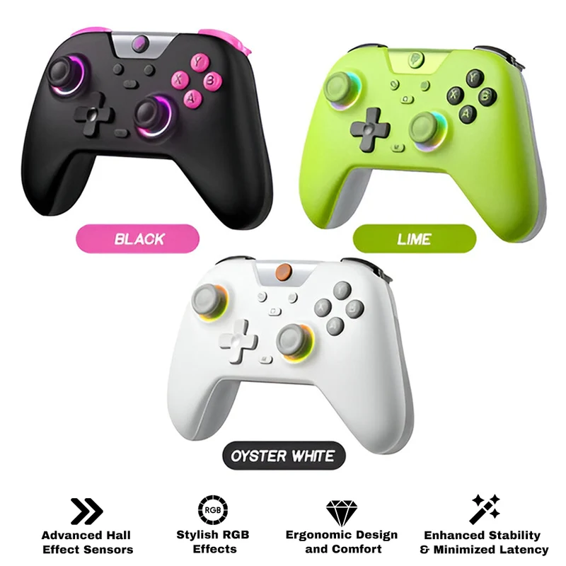 EasySMX X05 Multi-Platform Gaming Controller with Hall Effect Joystick (Black, Lime, Oyster White)