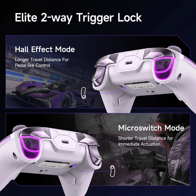 EasySMX D10 Multi-Platform Gaming Controller with TMR Sticks, Trigger Lock & Charging Dock (Farout Purple, Space Black, Wirtanen Green)