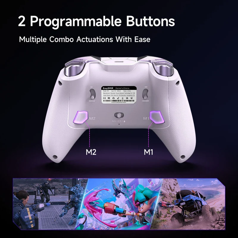 EasySMX D10 Multi-Platform Gaming Controller with TMR Sticks, Trigger Lock & Charging Dock (Farout Purple, Space Black, Wirtanen Green)