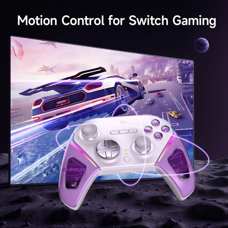 EasySMX D10 Multi-Platform Gaming Controller with TMR Sticks, Trigger Lock & Charging Dock (Farout Purple, Space Black, Wirtanen Green)