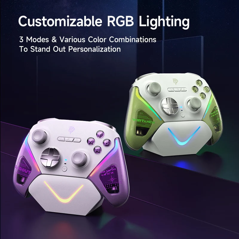 EasySMX D10 Multi-Platform Gaming Controller with TMR Sticks, Trigger Lock & Charging Dock (Farout Purple, Space Black, Wirtanen Green)