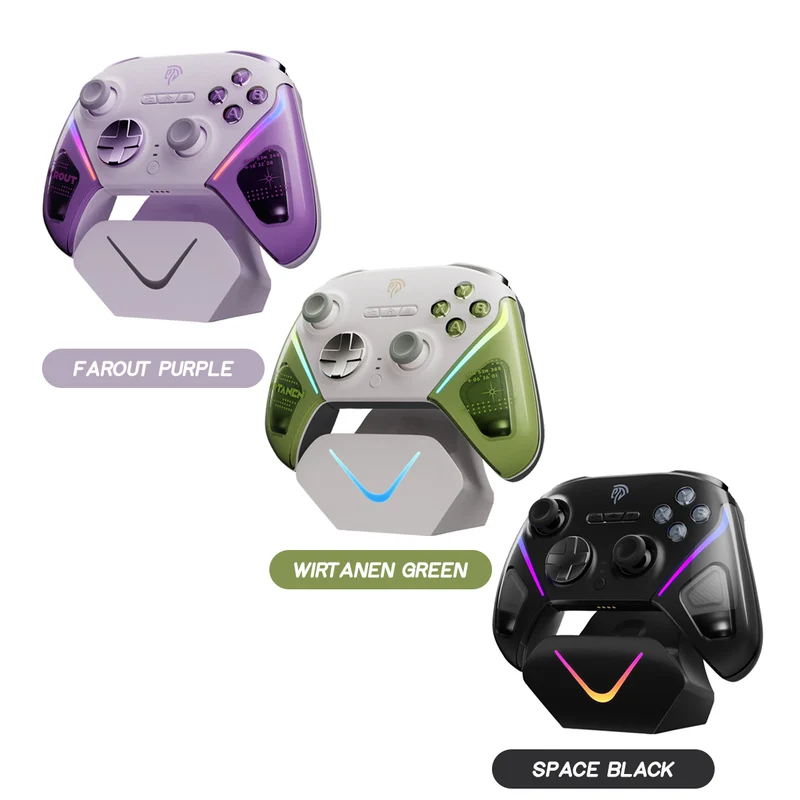 EasySMX D10 Multi-Platform Gaming Controller with TMR Sticks, Trigger Lock & Charging Dock (Farout Purple, Space Black, Wirtanen Green)