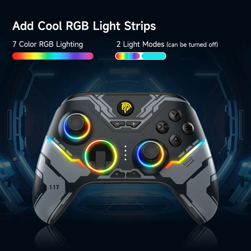 EasySMX X15 RGB Wireless Controller with Hall Trigger & Hall Joystick for PC/N-Switch/Android/iOS (Black, Wukong) (VG-C516, VG-C522)