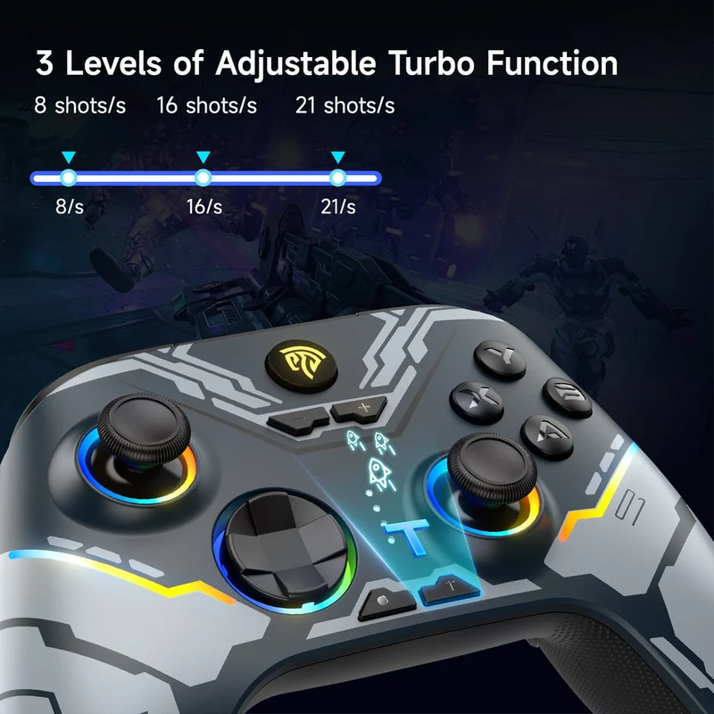EasySMX X15 RGB Wireless Controller with Hall Trigger & Hall Joystick for PC/N-Switch/Android/iOS (Black, Wukong) (VG-C516, VG-C522)