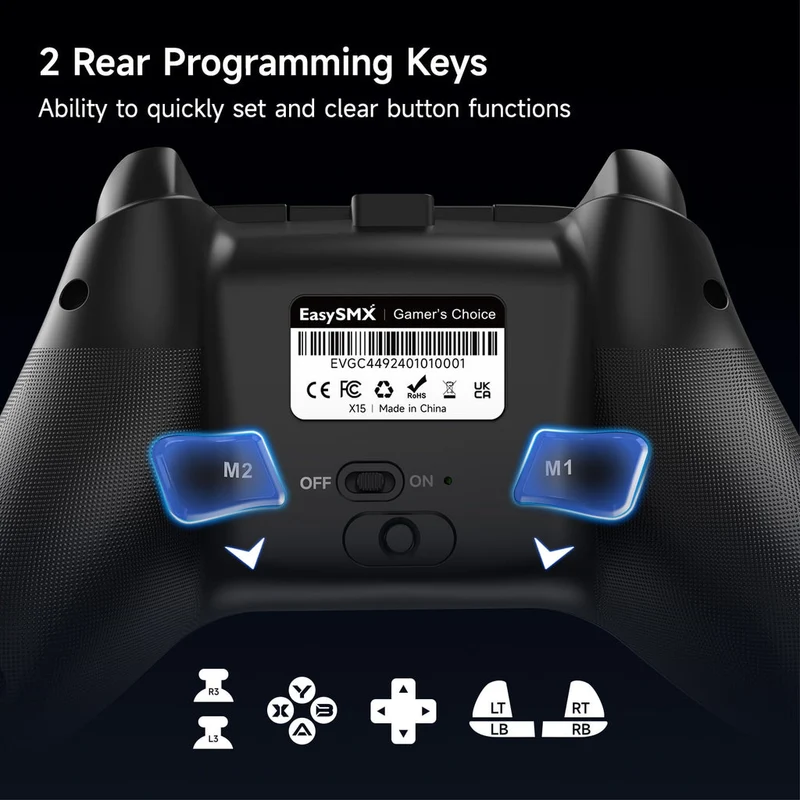 EasySMX X15 RGB Wireless Controller with Hall Trigger & Hall Joystick for PC/N-Switch/Android/iOS (Black, Wukong) (VG-C516, VG-C522)