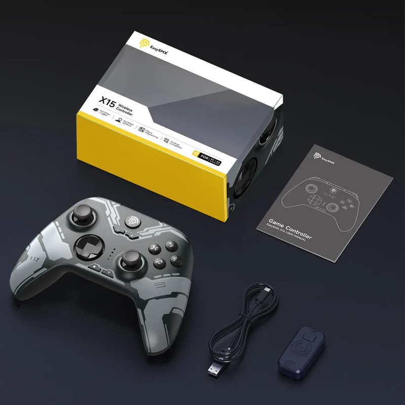 EasySMX X15 RGB Wireless Controller with Hall Trigger & Hall Joystick for PC/N-Switch/Android/iOS (Black, Wukong) (VG-C516, VG-C522)