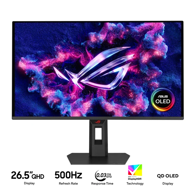 Asus ROG Strix OLED XG27AQDPG 26.5" QHD (2560x1440) 500Hz 0.03ms (GTG) QD OLED Gaming Monitor with Tilt, Swivel, Pivot & Height Adjustment