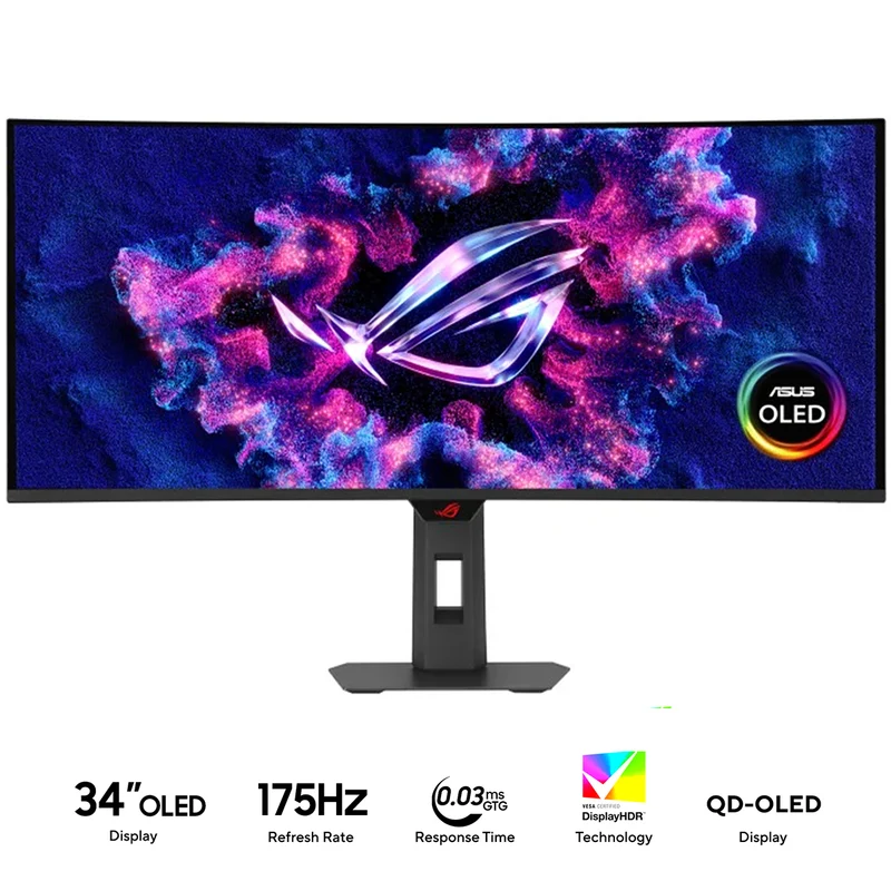 Asus ROG Strix OLED XG34WCDG 34" (3440x1440) 175Hz 0.03ms GTG QD-OLED Gaming Monitor with Tilt, Swivel & Height Adjustment