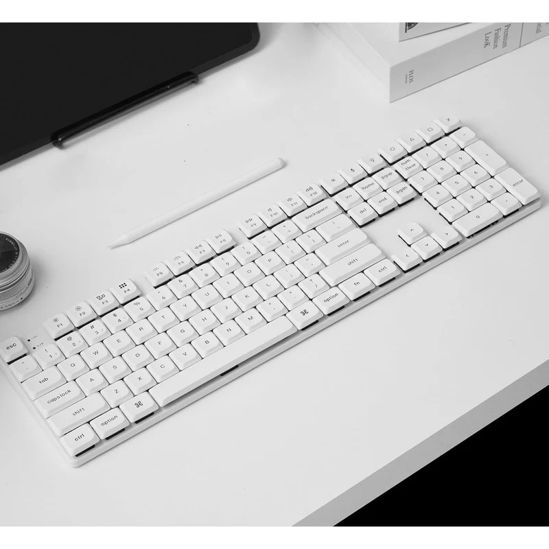 Keychron K5 Max QMK/VIA RGB Hot-Swappable Full Size Wireless Custom Mechanical Keyboard - White (Low Profile Gateron Mechanical Brown Switch) (K5M-Q3Z)