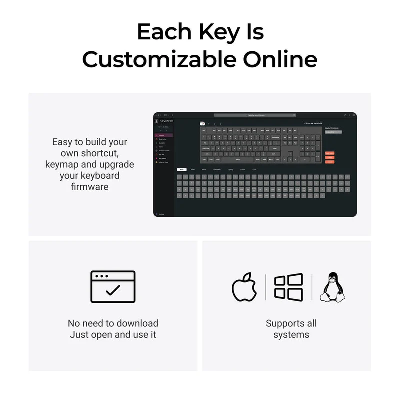 Keychron C2 Pro 8K QMK RGB Hot-Swappable Full Size Wired Custom Mechanical Keyboard (Super Brown Switch) (C2PX-M3)