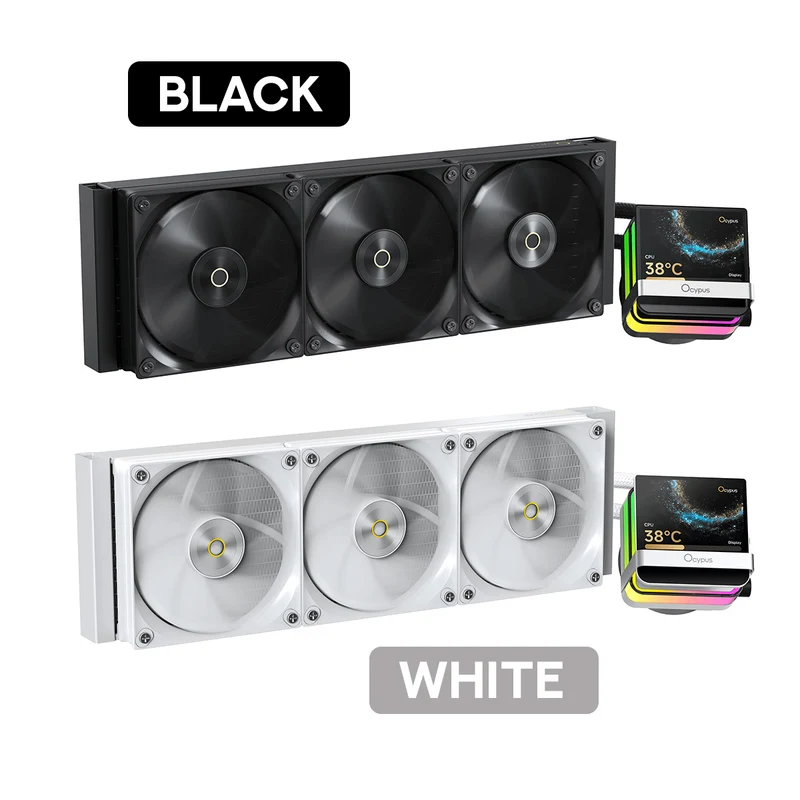 Ocypus Sigma L36 Pro 360mm ARGB AIO Liquid Cooler with 3.5" Square IPS Screen (Black, White)
