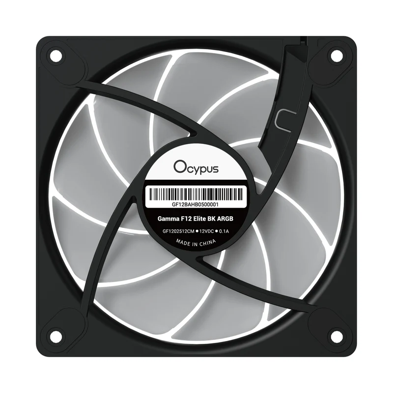 Ocypus Gamma F12 Elite ARGB 120mm PWM Fan with Transparent Frame (Black, White)