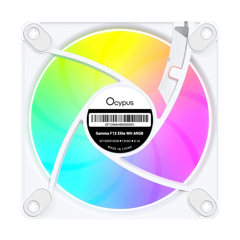 Ocypus Gamma F12 Elite ARGB 120mm PWM Fan with Transparent Frame (Black, White)