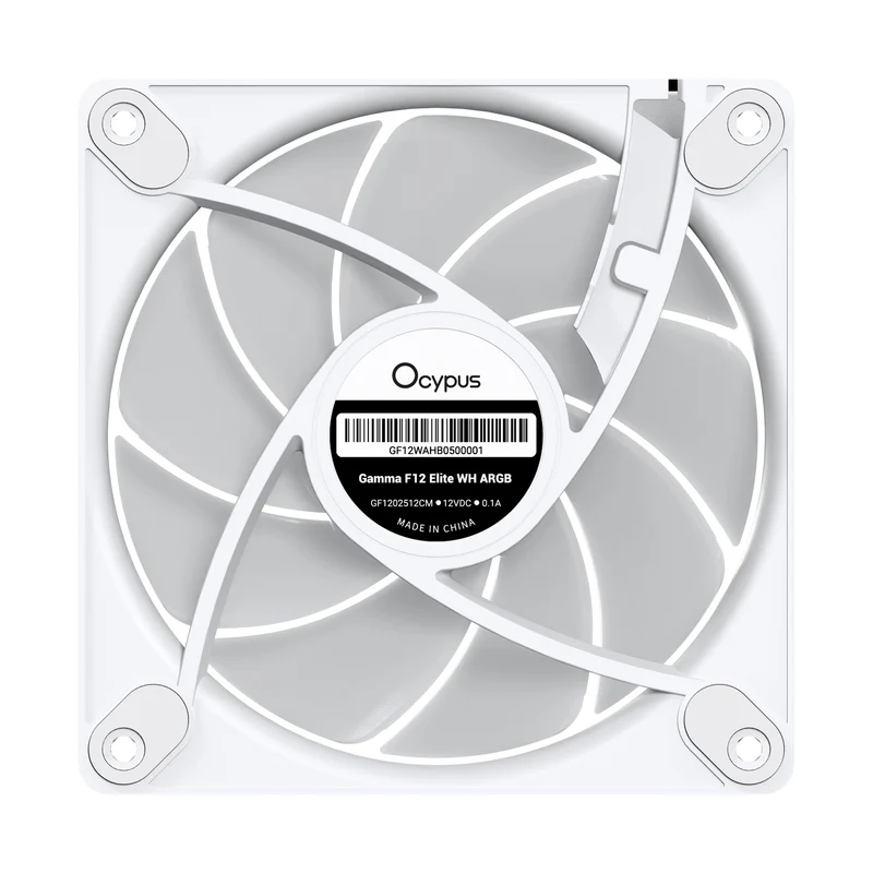 Ocypus Gamma F12 Elite ARGB 120mm PWM Fan with Transparent Frame (Black, White)