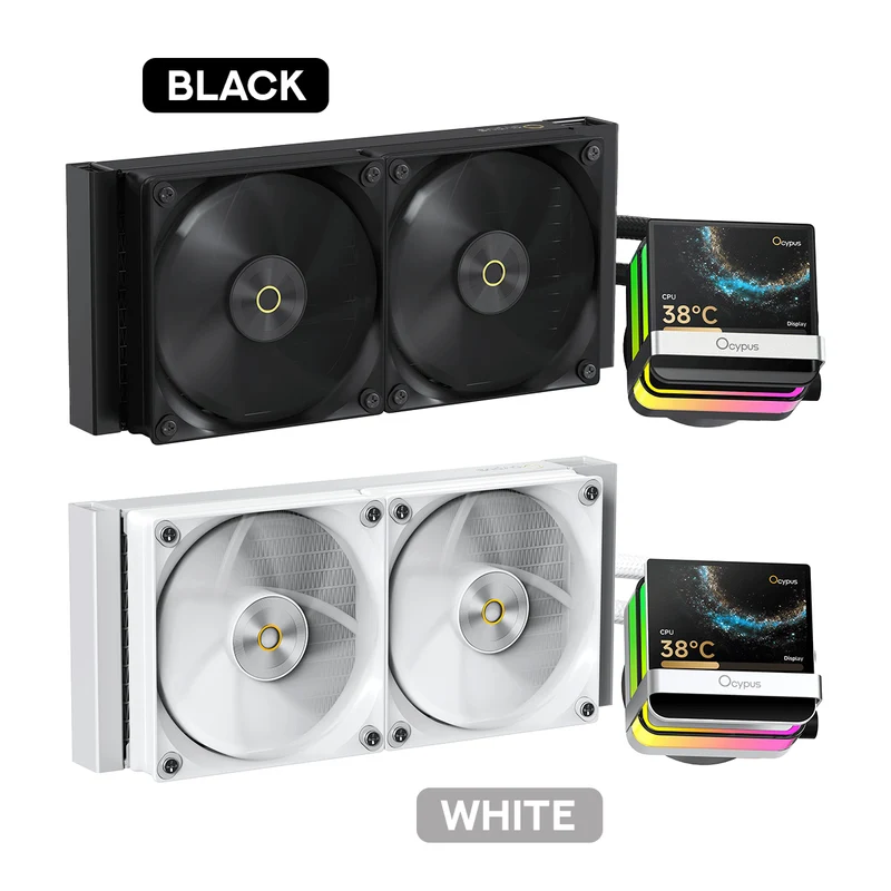 Ocypus Sigma L24 Pro 240mm ARGB AIO Liquid Cooler with 3.5" Square IPS Screen (Black, White)