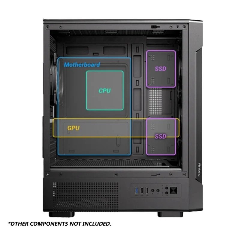 Antec VX300M ARGB Mini-Tower Tempered Glass Side Panel Gaming Case (Black)