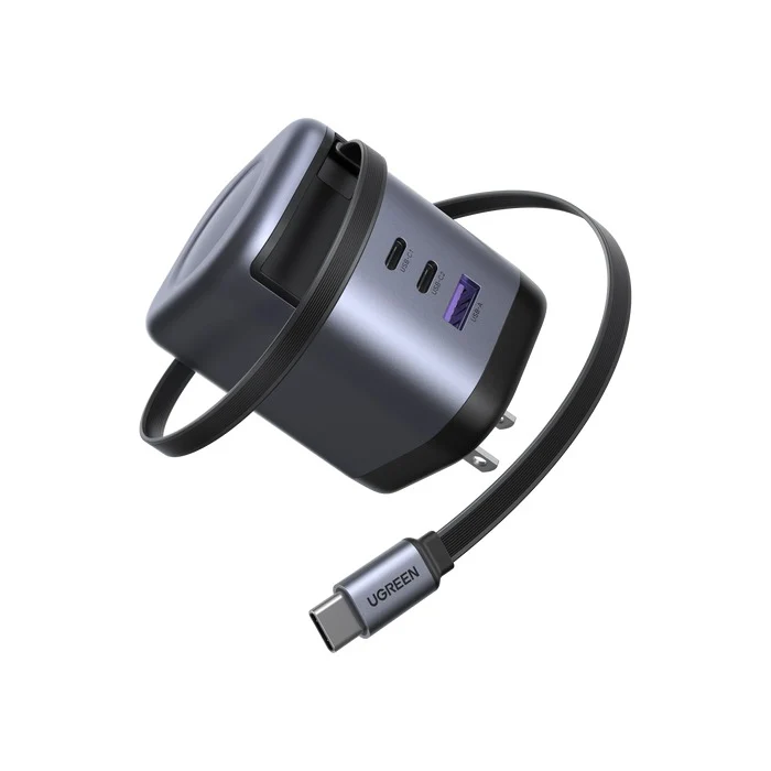 Ugreen Nexode Pro 100W 2xUSB-C + 1xUSB-A GaN Fast Charger with Type-C Retractable Cable (X616/65827)