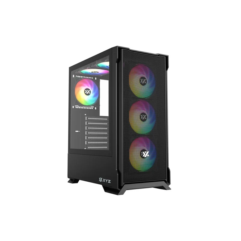 XYZ Airone 300 X MESH ATX PC Case with 6 Pre-Installed 120mm ARGB Fans (Black) (X-CS-AIRONE3XM-B) (XYZ-SA-961)