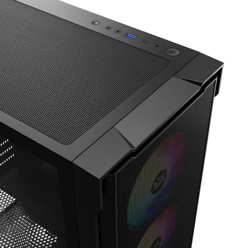 XYZ Airone 300 X MESH ATX PC Case with 6 Pre-Installed 120mm ARGB Fans (Black) (X-CS-AIRONE3XM-B) (XYZ-SA-961)