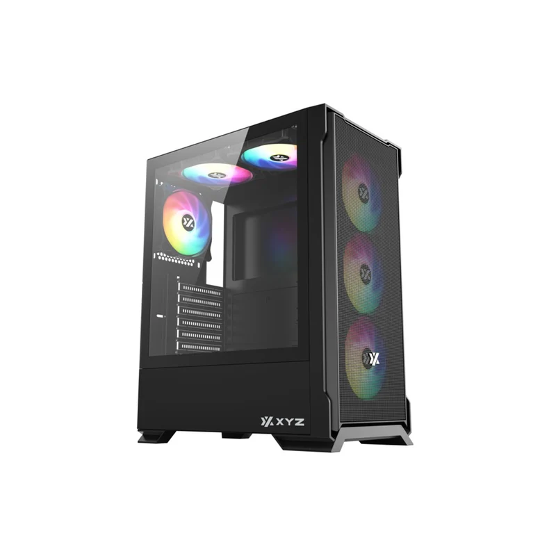 XYZ Airone 300 X MESH ATX PC Case with 6 Pre-Installed 120mm ARGB Fans (Black) (X-CS-AIRONE3XM-B) (XYZ-SA-961)