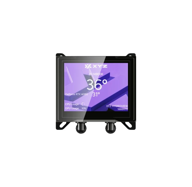 XYZ HydroView AIO 360 ARGB Liquid CPU Cooler with 3.5" LCD Digital Screen, XYZ Nexus Software, 3x Vortex Pro 120mm PWM ARGB Fans (Black, White)
