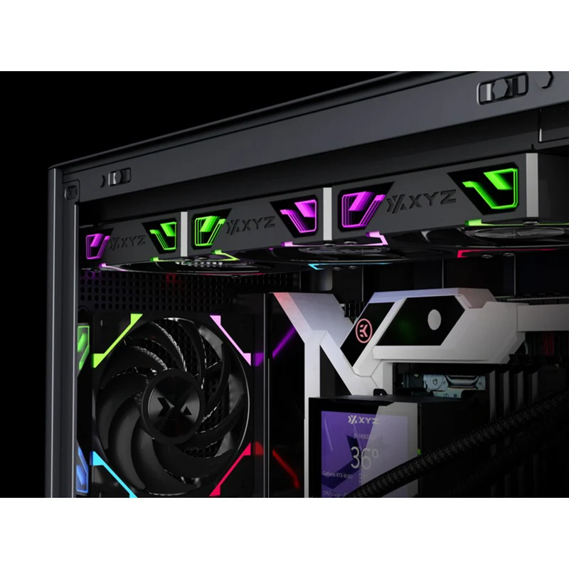 XYZ HydroView AIO 360 ARGB Liquid CPU Cooler with 3.5" LCD Digital Screen, XYZ Nexus Software, 3x Vortex Pro 120mm PWM ARGB Fans (Black, White)