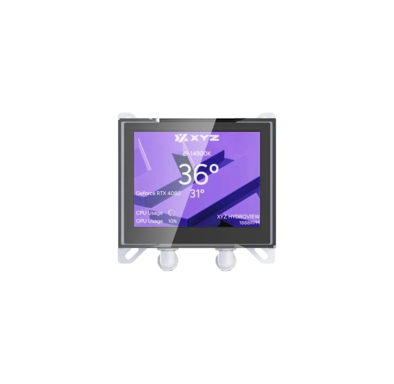 XYZ HydroView AIO 360 ARGB Liquid CPU Cooler with 3.5" LCD Digital Screen, XYZ Nexus Software, 3x Vortex Pro 120mm PWM ARGB Fans (Black, White)