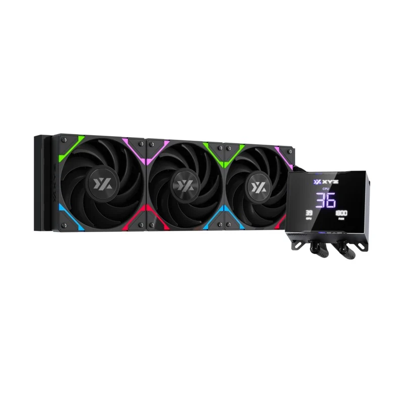 XYZ HydroTemp 360 ARGB Liquid Cooler with Temperature Display (Black, White)